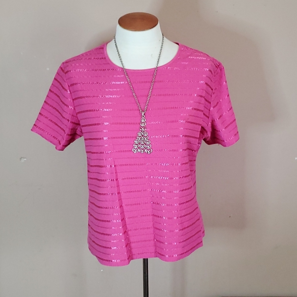 Sag Harbor pink short sleeve blouse size large